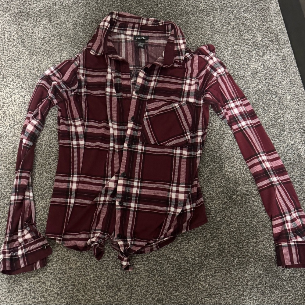 Rue21 burgundy flannel shirt